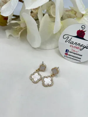 Valentina White Gold Dangle Push Back Stud Earrings