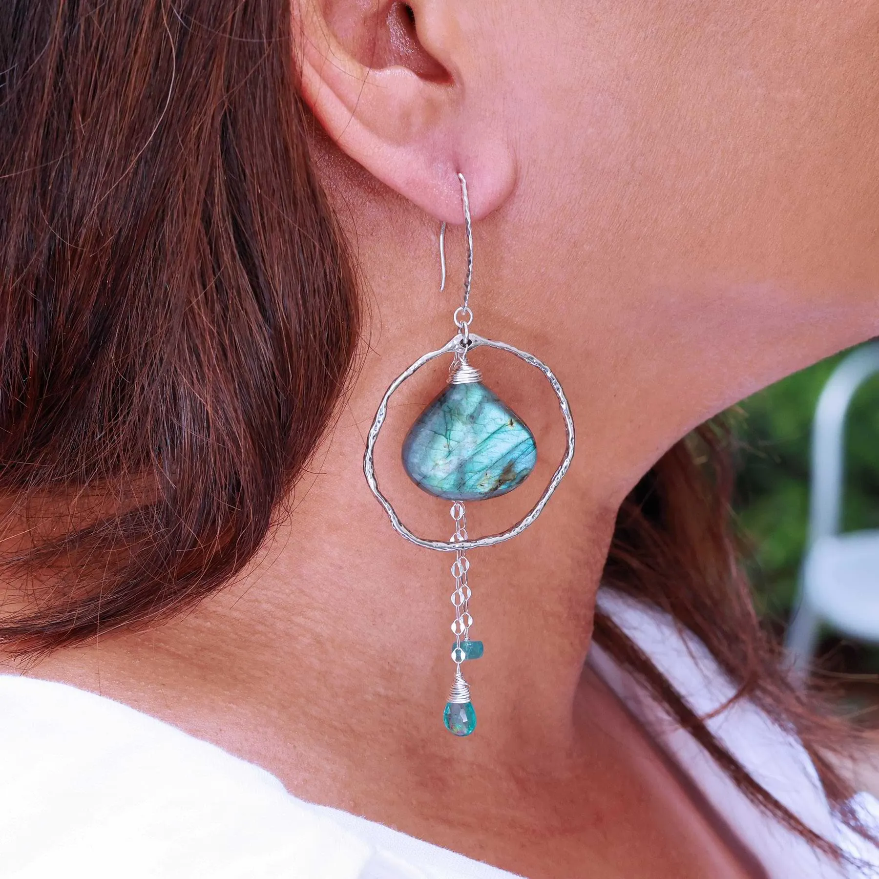 Vamp - Labradorite Sterling Silver Hoop Earrings