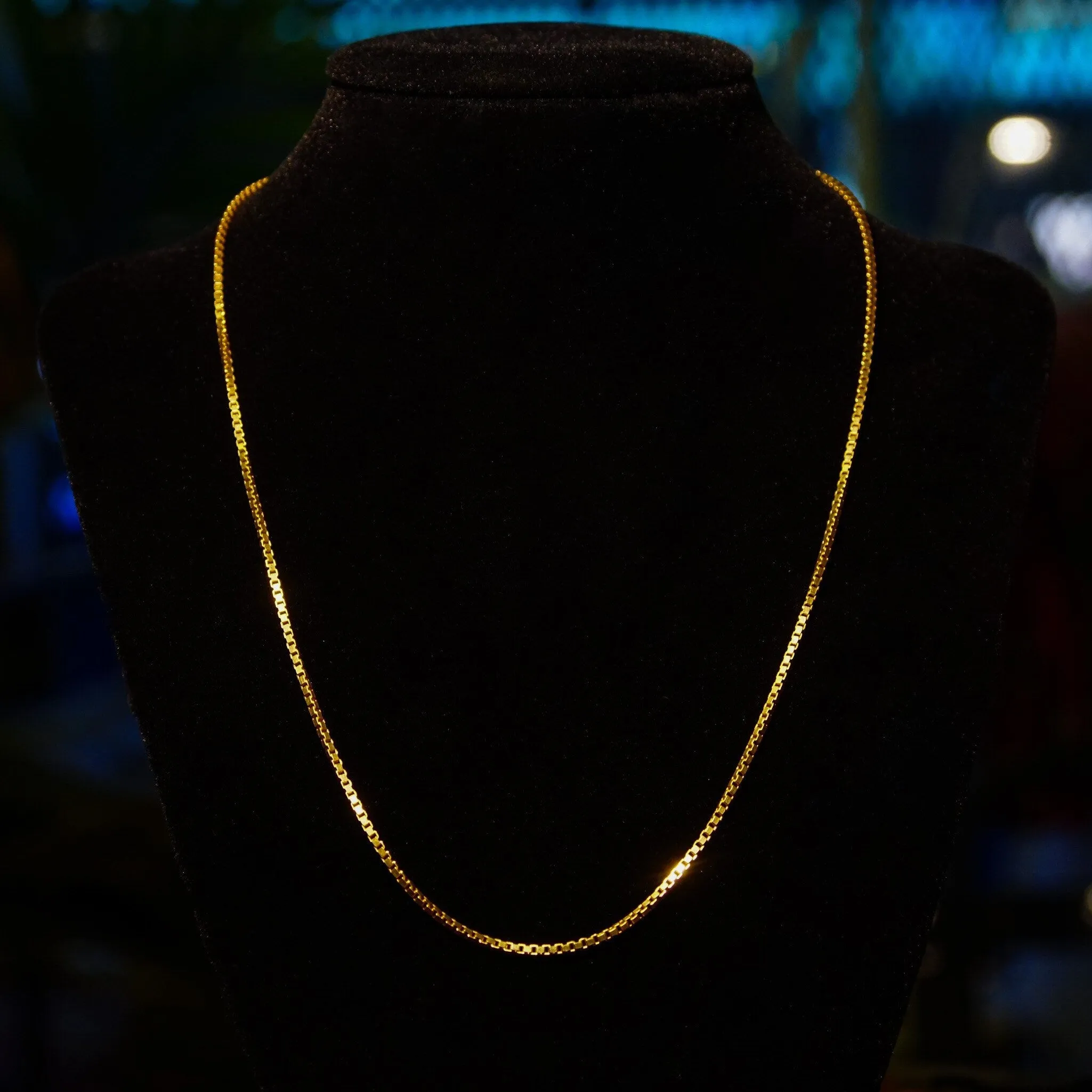 Vintage Italian 14K Gold Box Chains, 1.5mm Solid Yellow Gold Box Chains, Fine Gold Chains, Pendant Chain, 585 Jewelry, 16/18 Long