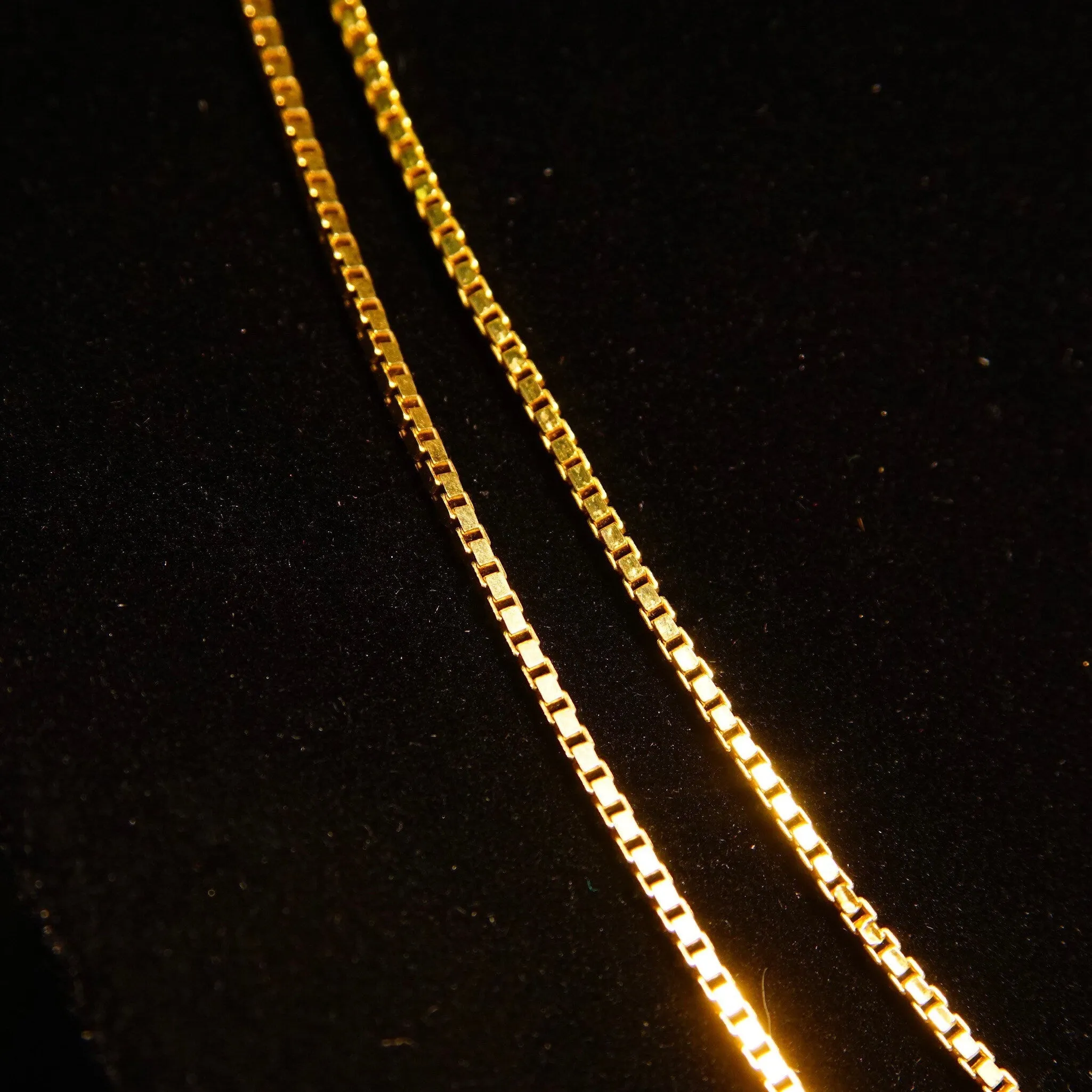 Vintage Italian 14K Gold Box Chains, 1.5mm Solid Yellow Gold Box Chains, Fine Gold Chains, Pendant Chain, 585 Jewelry, 16/18 Long