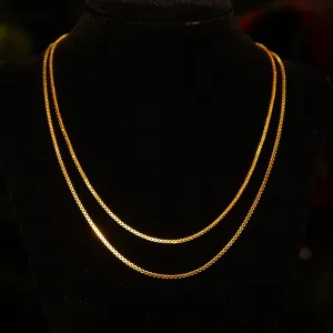 Vintage Italian 14K Gold Box Chains, 1.5mm Solid Yellow Gold Box Chains, Fine Gold Chains, Pendant Chain, 585 Jewelry, 16/18 Long