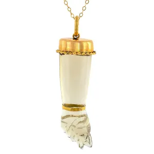 Vintage Rock Crystal Figa Hand Charm Pendant