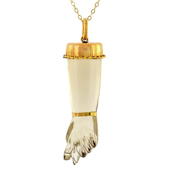 Vintage Rock Crystal Figa Hand Charm Pendant