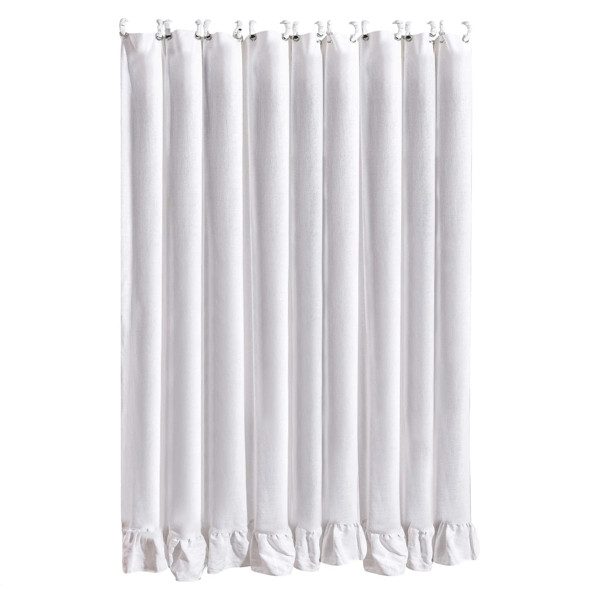 Washed Linen Ruffled Shower Curtain, White