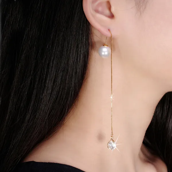 Water Drop Austrian Crystal Long Earrings