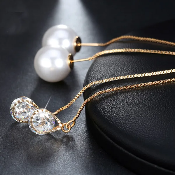Water Drop Austrian Crystal Long Earrings