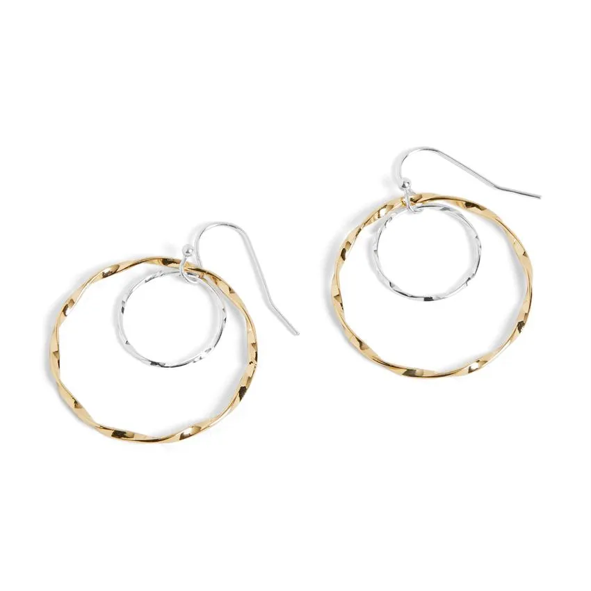 Wavy Double Hoop Earrings - Mixed Metal
