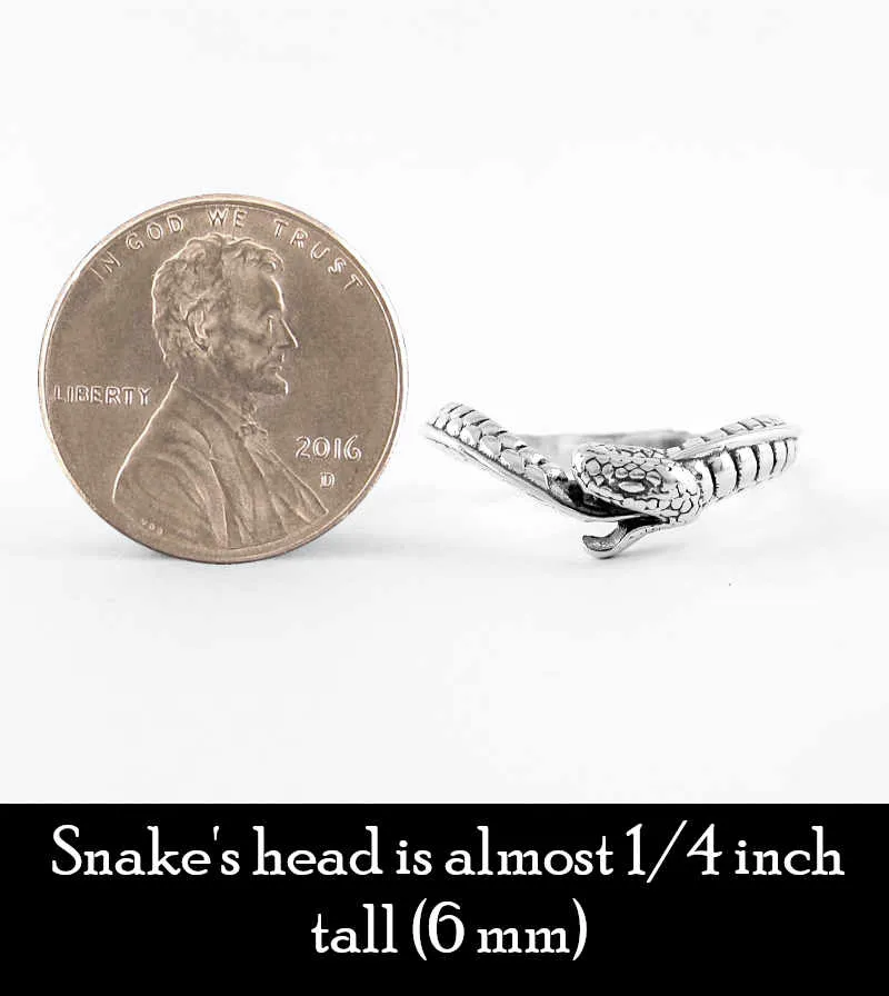 Wavy Ouroboros Snake Ring, Oxidized