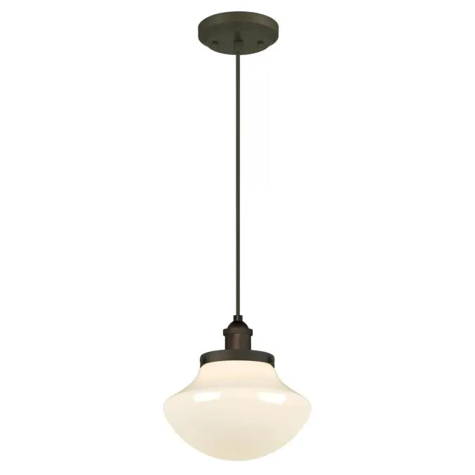 Westinghouse 6346200 1 Light Mini Pendant Oil Rubbed Bronze Finish with White Opal Glass