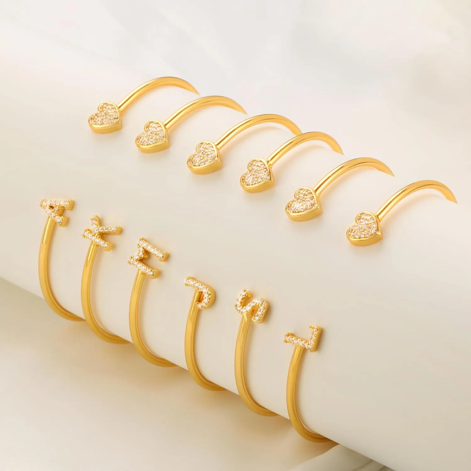 WFYOU Gold Initial Bracelets for Women Non Tarnish Dainty 14k Gold Plated Heart Initial Bracelet Letter A-Z Personalized Adjustable Bangle Bracelets Name Cuff Bracelet Birthday Gifts for Women Jewelry