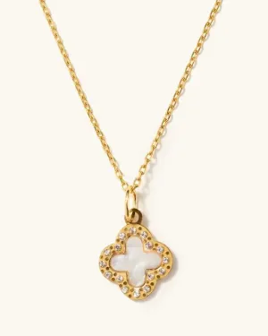 White Crystal Flora Adjustable Necklace - Gold