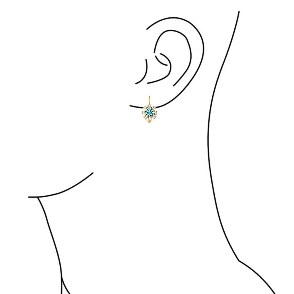 White CZ Flower Gold Plated Drop Earrings More Colors