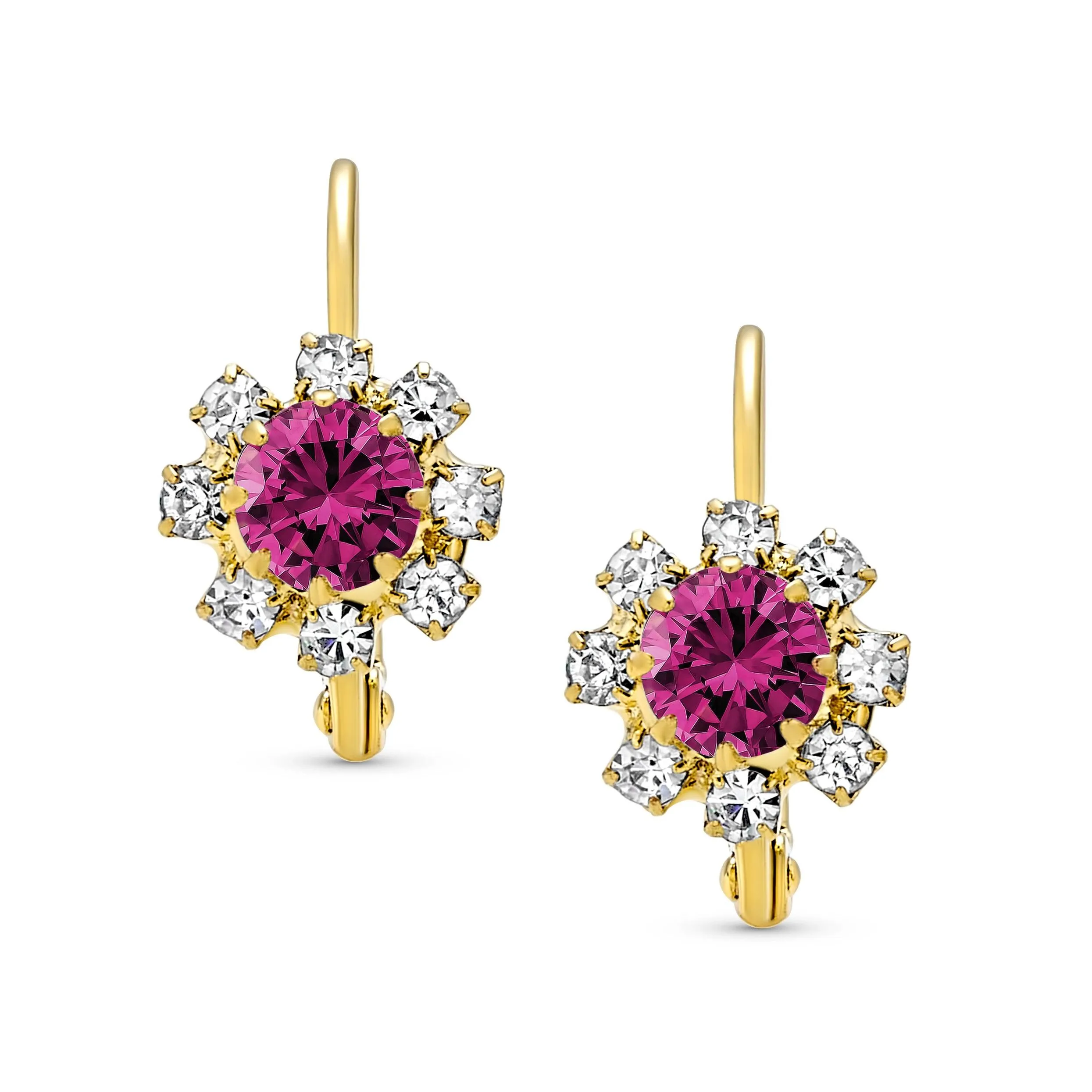White CZ Flower Gold Plated Drop Earrings More Colors