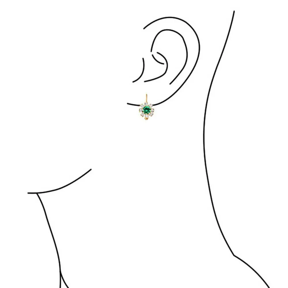 White CZ Flower Gold Plated Drop Earrings More Colors