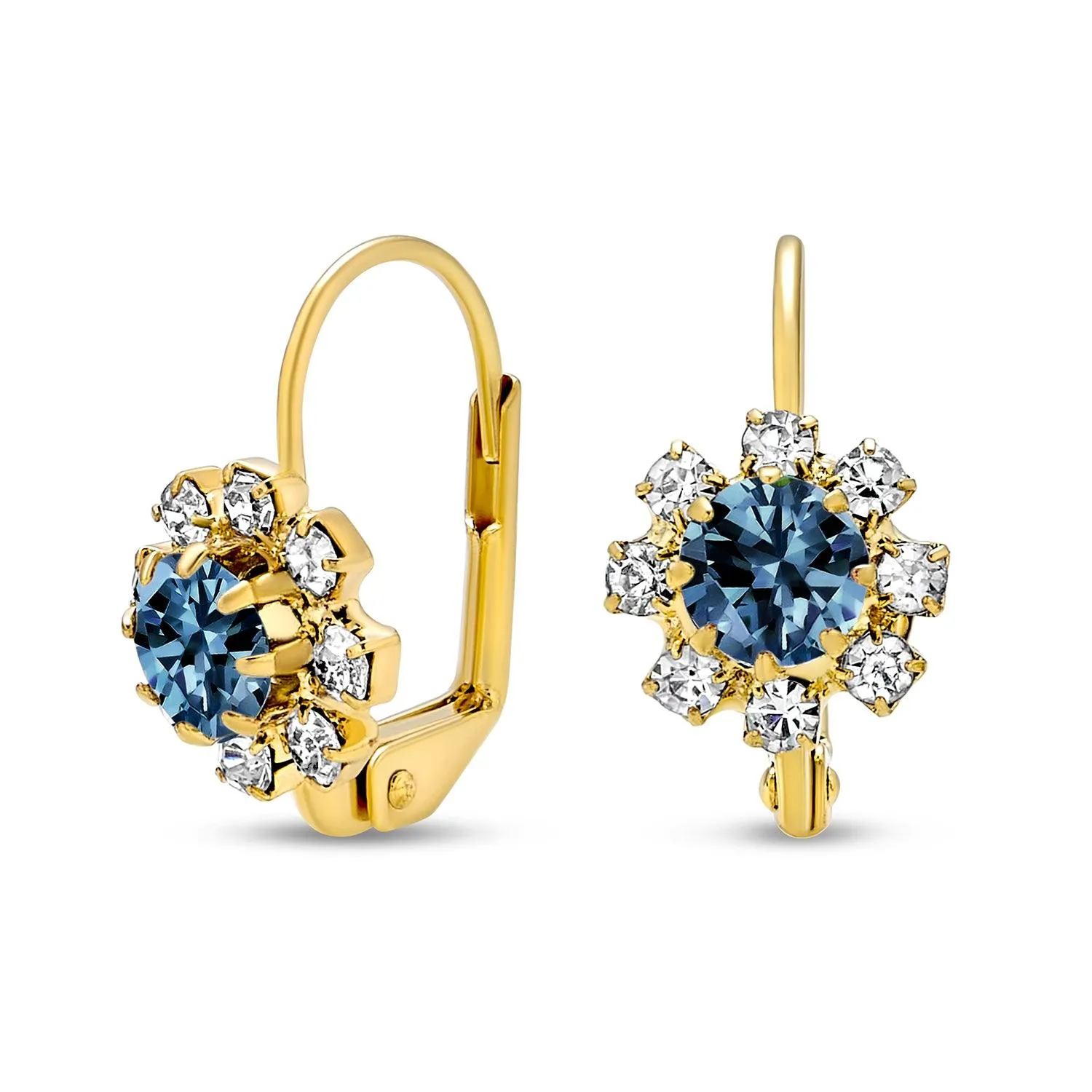 White CZ Flower Gold Plated Drop Earrings More Colors