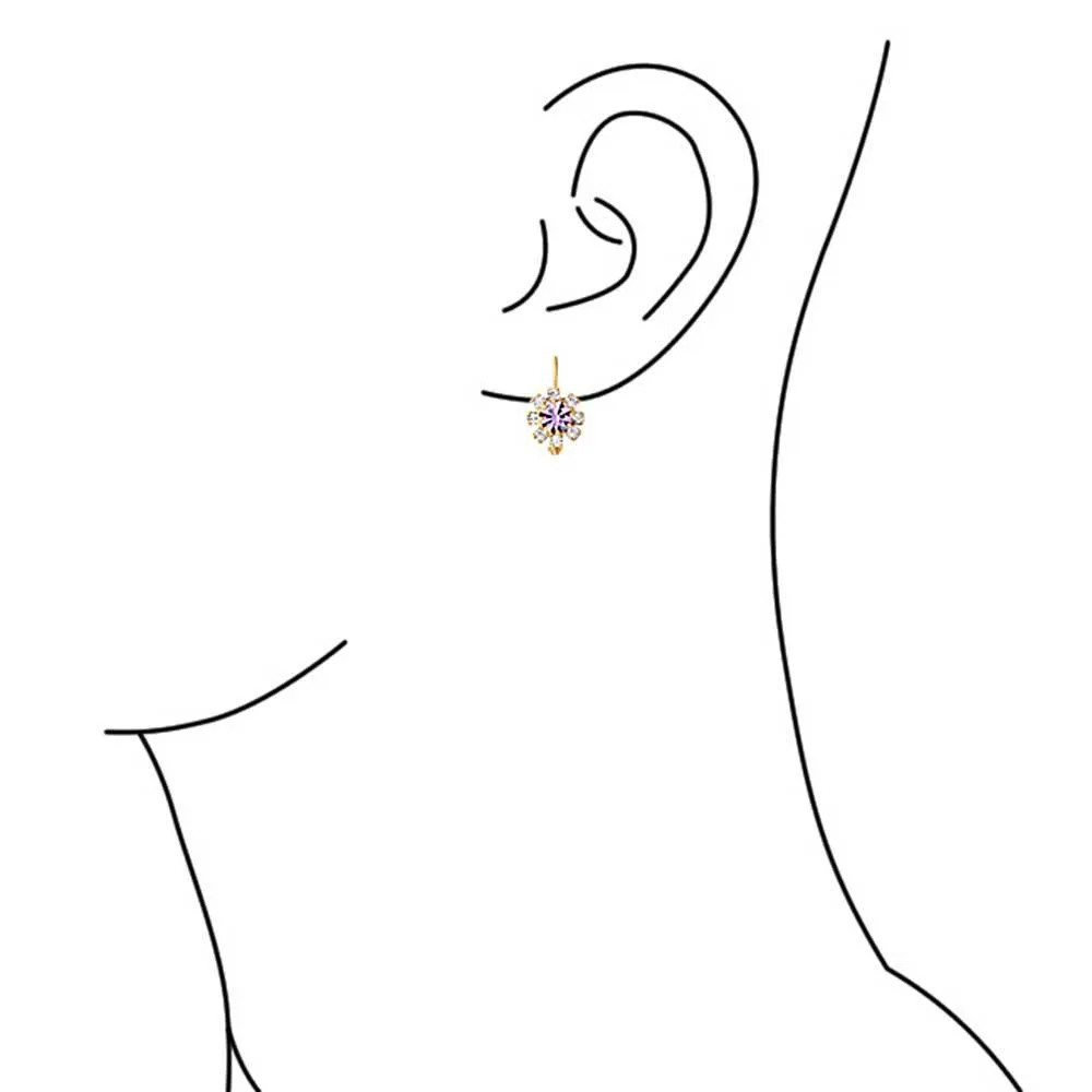 White CZ Flower Gold Plated Drop Earrings More Colors