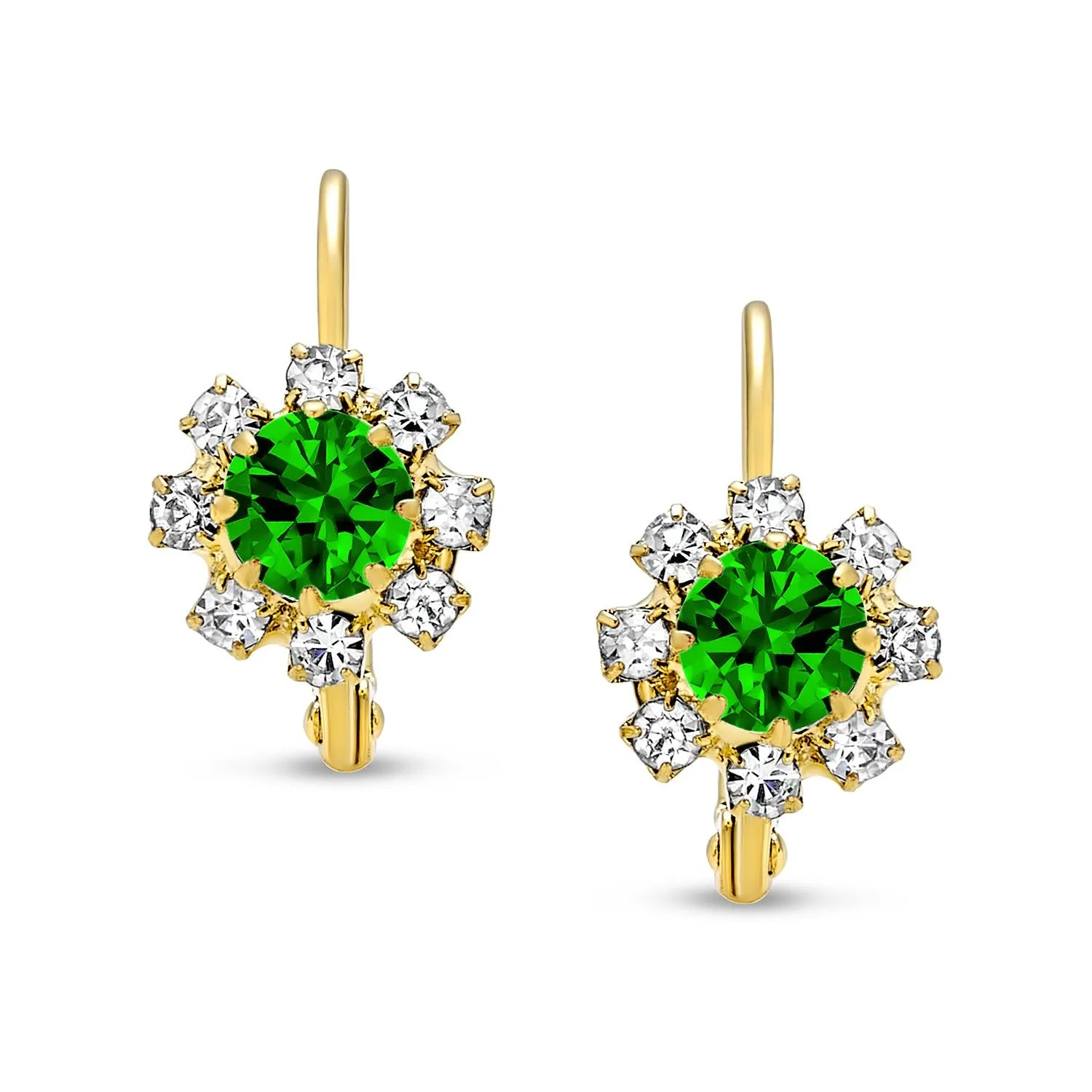 White CZ Flower Gold Plated Drop Earrings More Colors