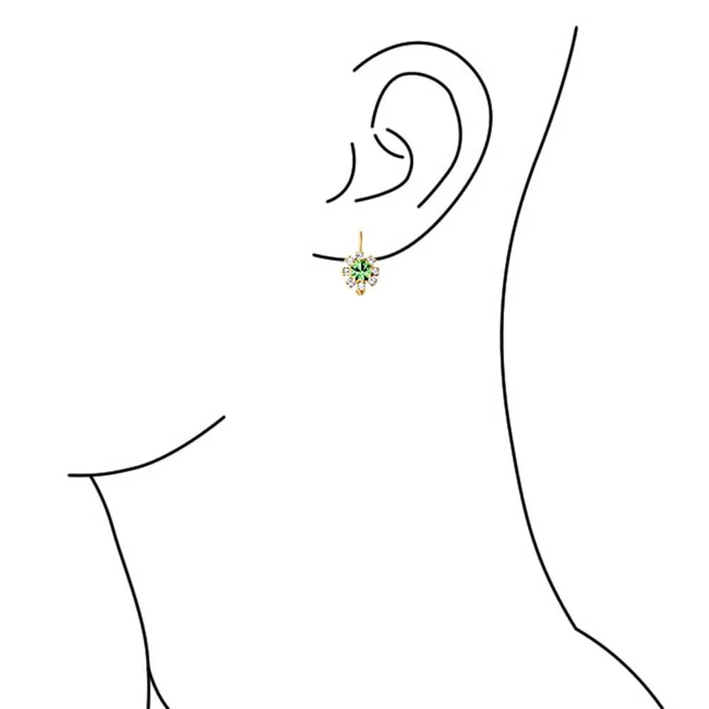 White CZ Flower Gold Plated Drop Earrings More Colors