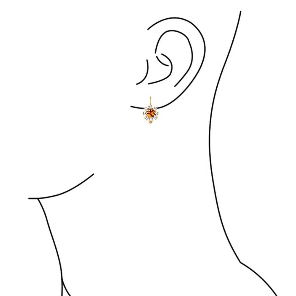 White CZ Flower Gold Plated Drop Earrings More Colors