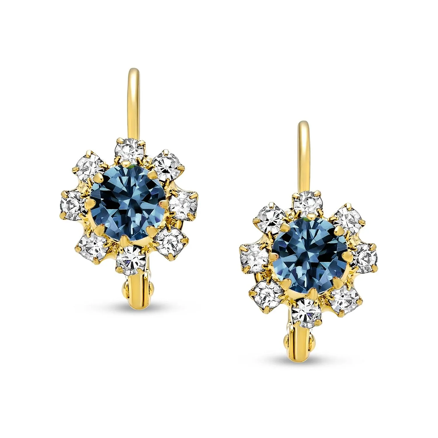 White CZ Flower Gold Plated Drop Earrings More Colors