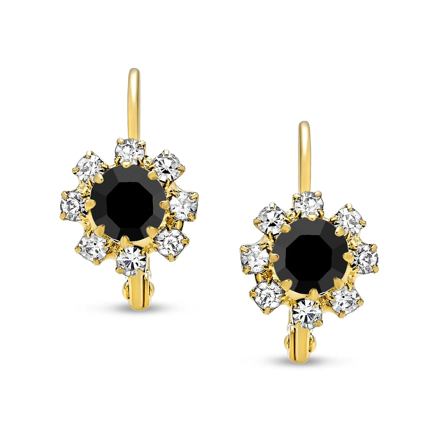White CZ Flower Gold Plated Drop Earrings More Colors