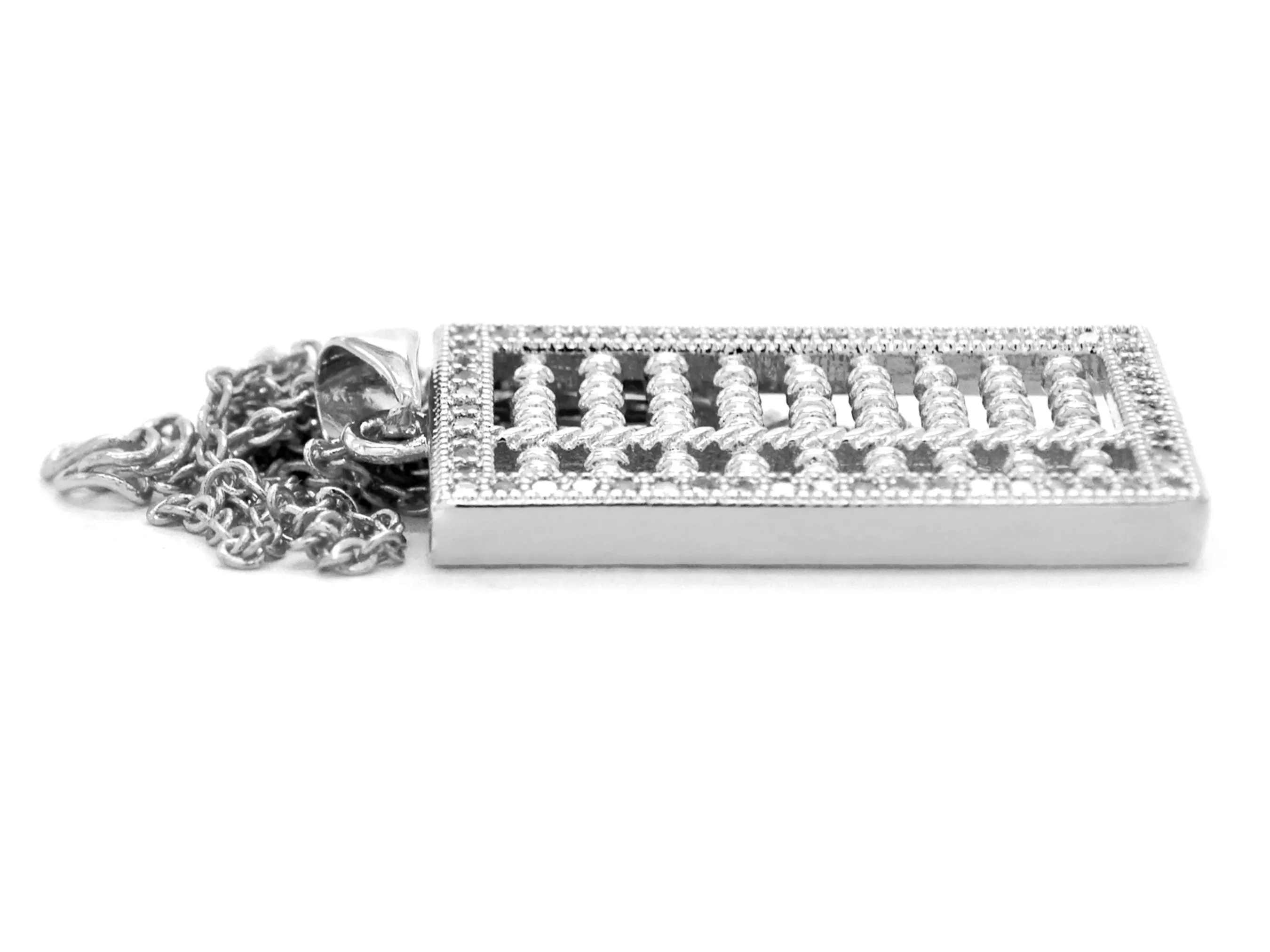 White Gold Abacus Necklace