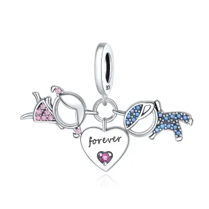 Women & Men Forever Heart Triple Dangle Charm