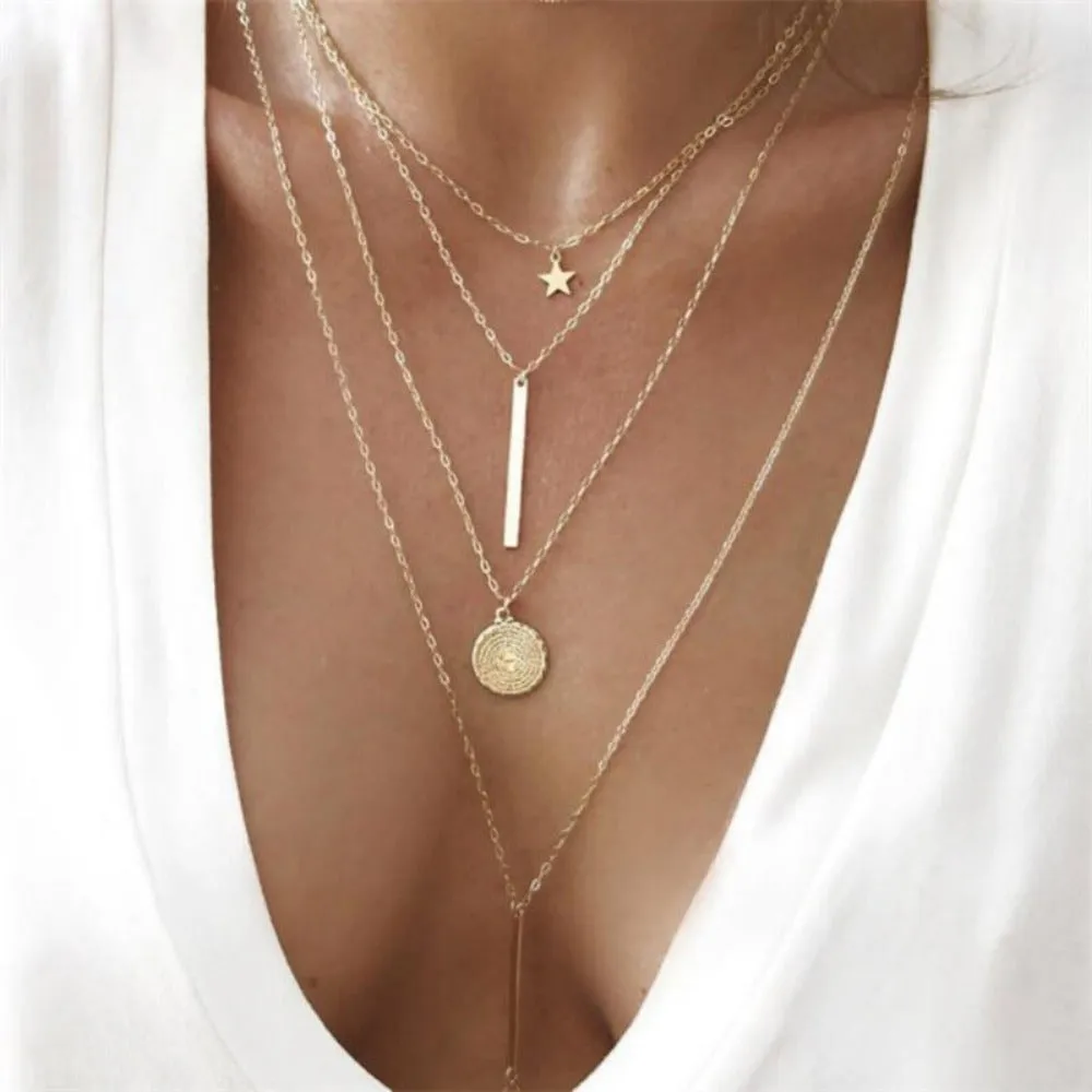 women's necklaces bohoo pendants charming multilayer collar necklace ✈️ free.shipping
