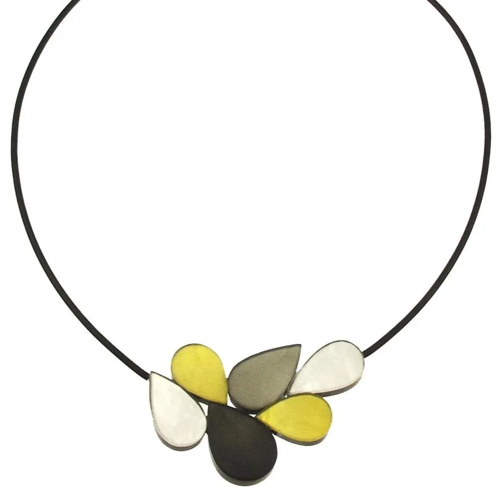 Yellow & Grey Mix Petal Necklace