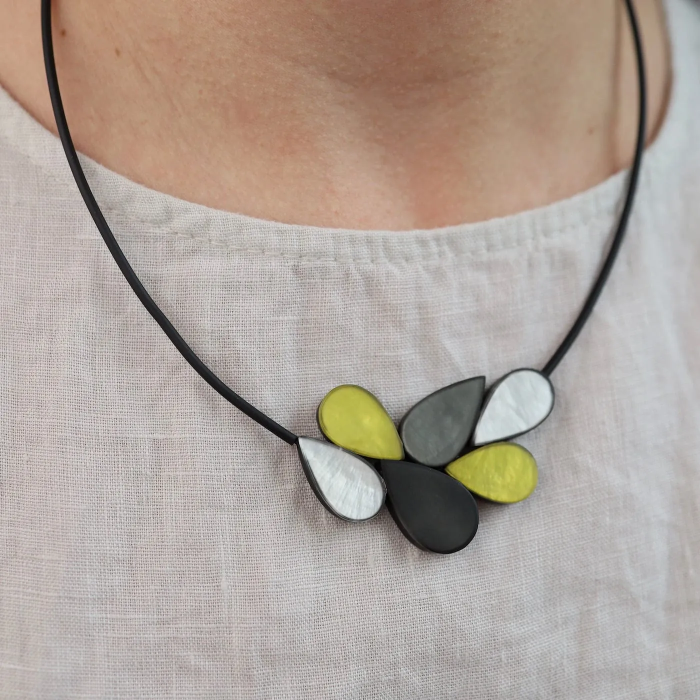 Yellow & Grey Mix Petal Necklace