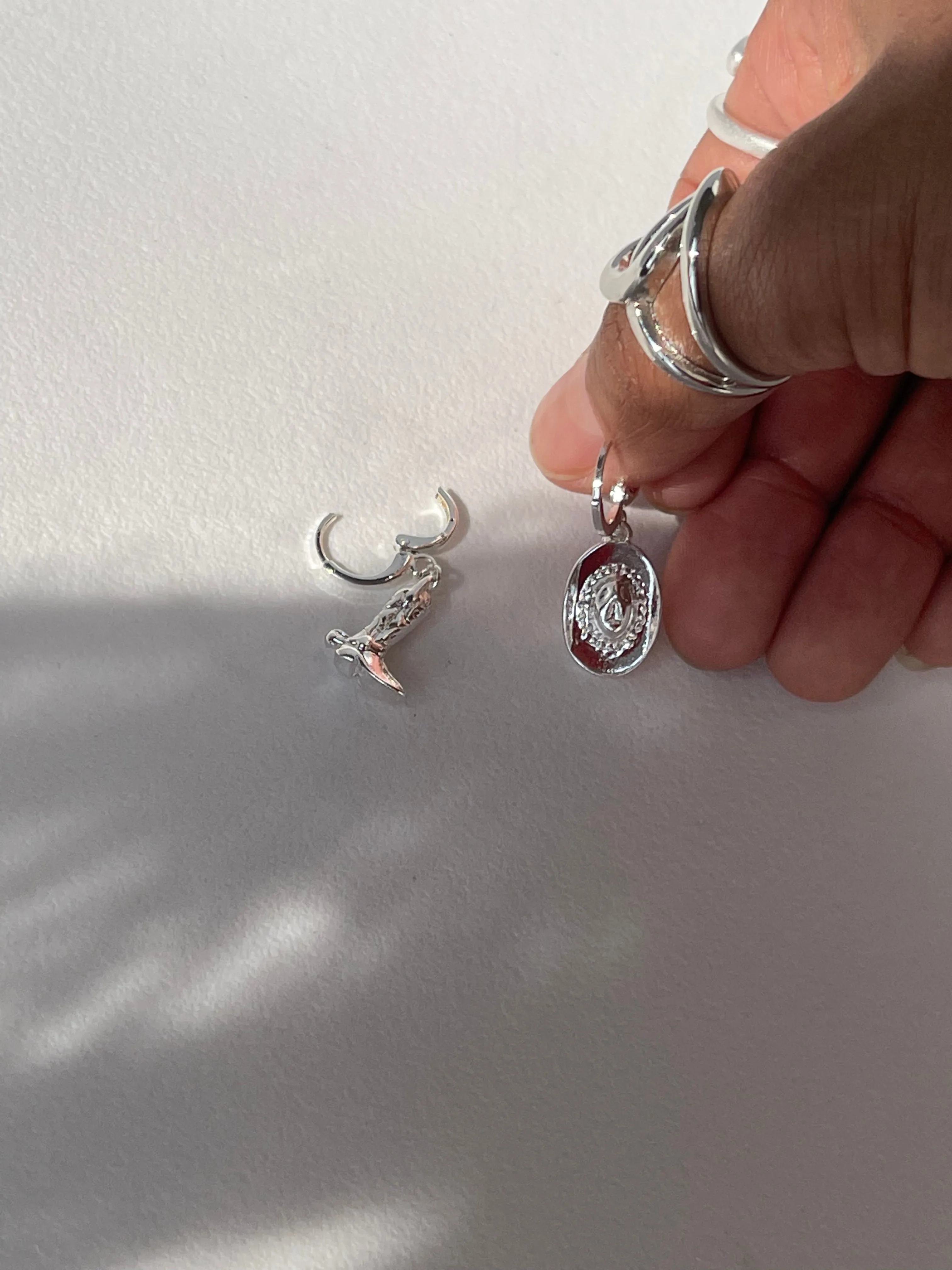 Yoakam Cowboy Boot & Hat Drop Earring In Silver