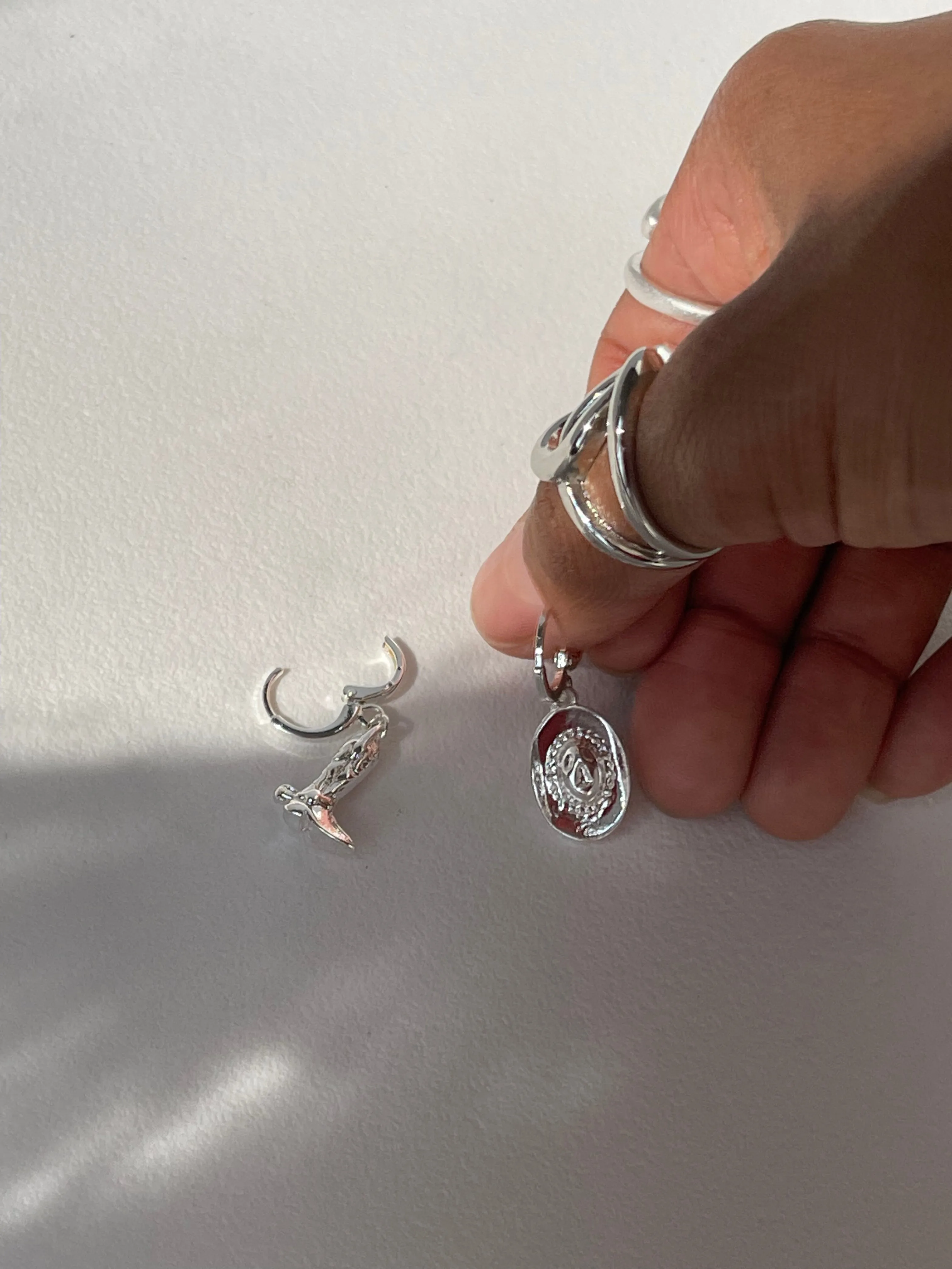 Yoakam Cowboy Boot & Hat Drop Earring In Silver
